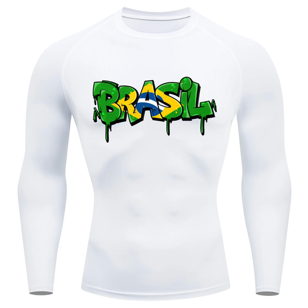 Camiseta Compressão Manga Longa UV Brasil Drip Edition Varias Cores Rash Guard