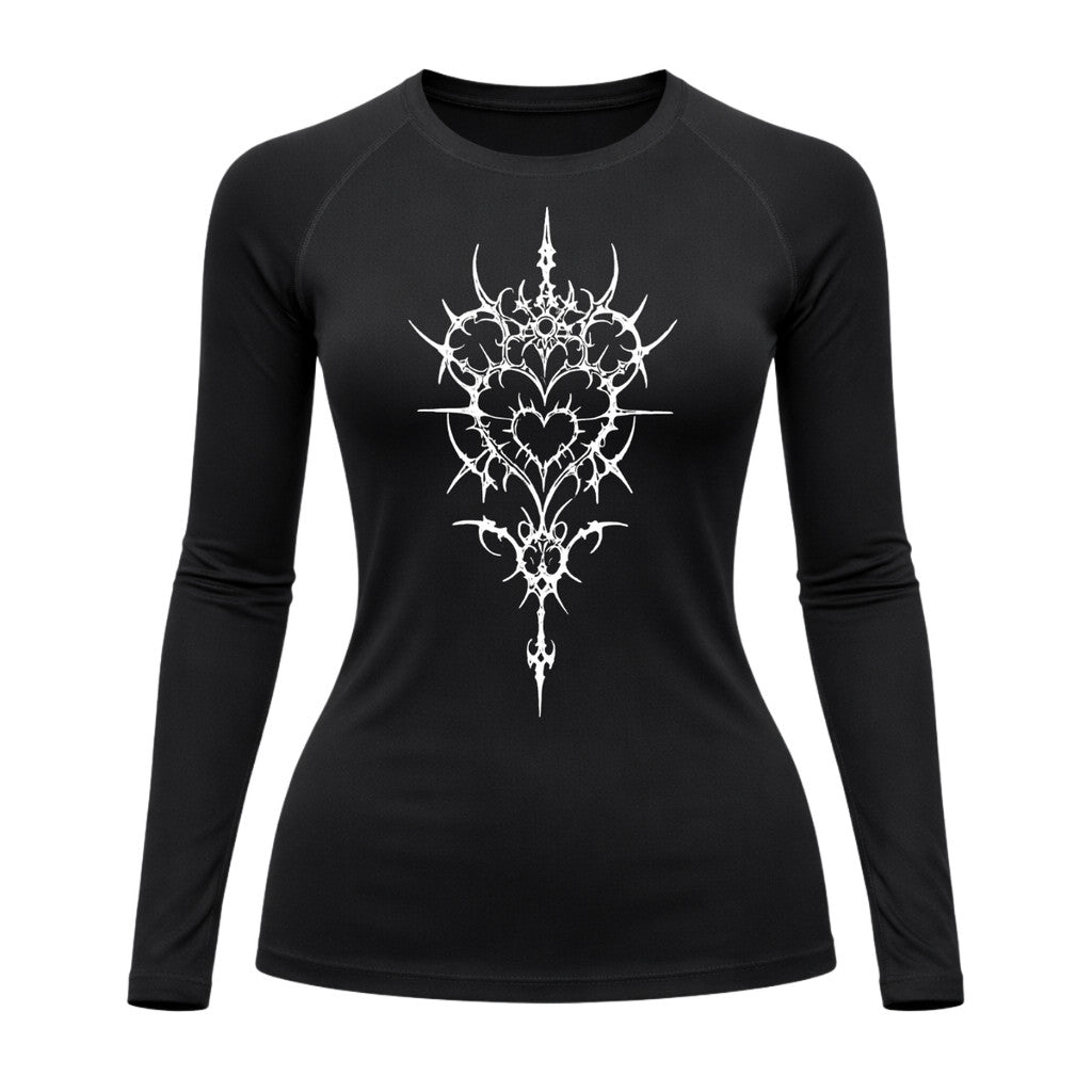 Camiseta Compressão Uv Manga Longa Cyber Tribal Iron Heart Dark Rash Guard