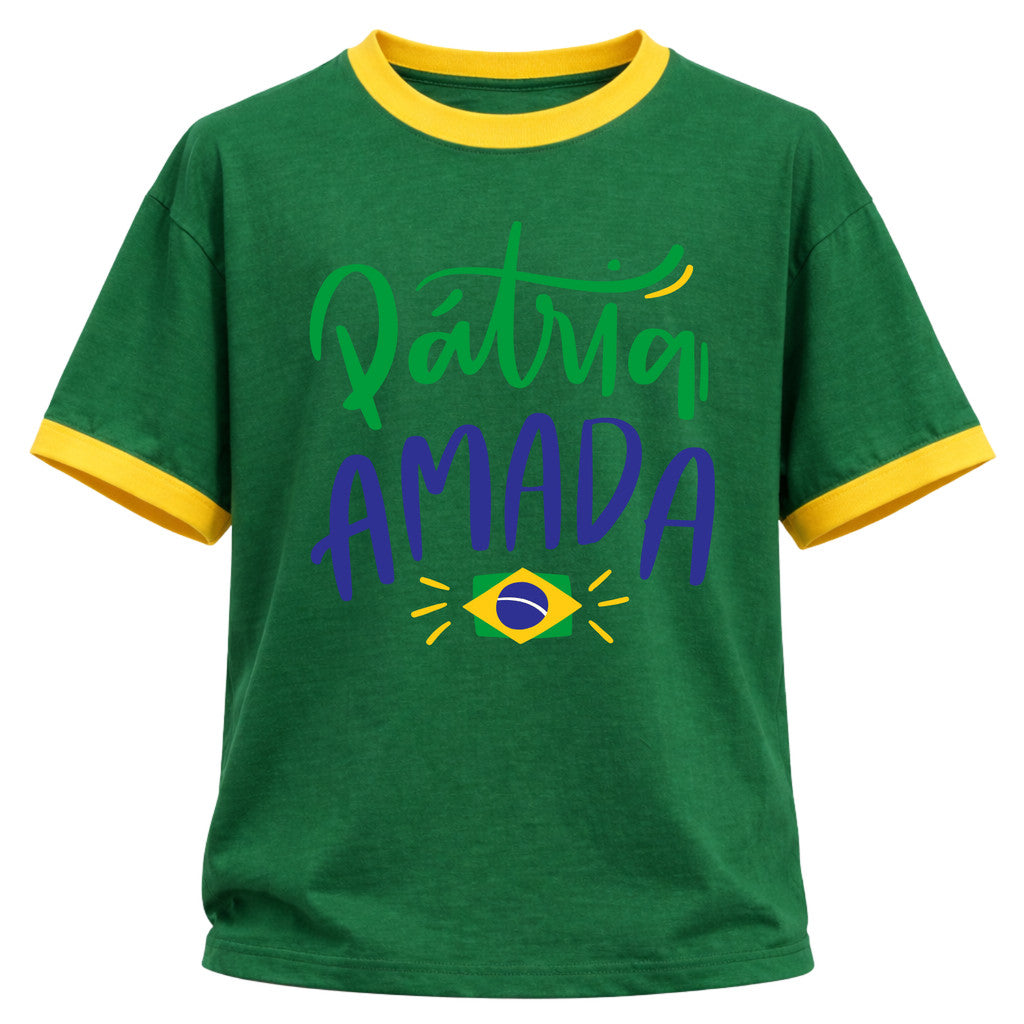 Camiseta Algodão Manga Curta Pátria Amada Brasil Varias Cores
