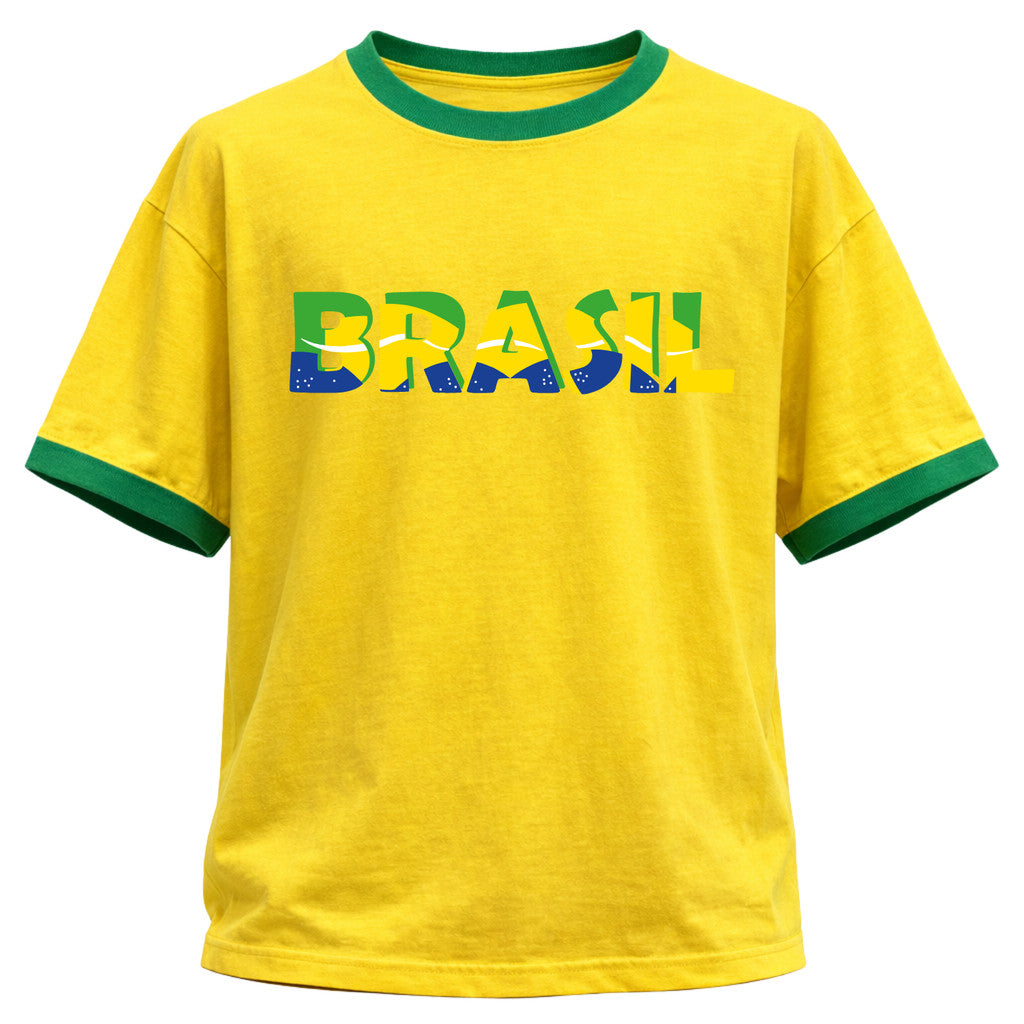 Camiseta Algodão Manga Curta Escrita Do Brasil Varias Cores