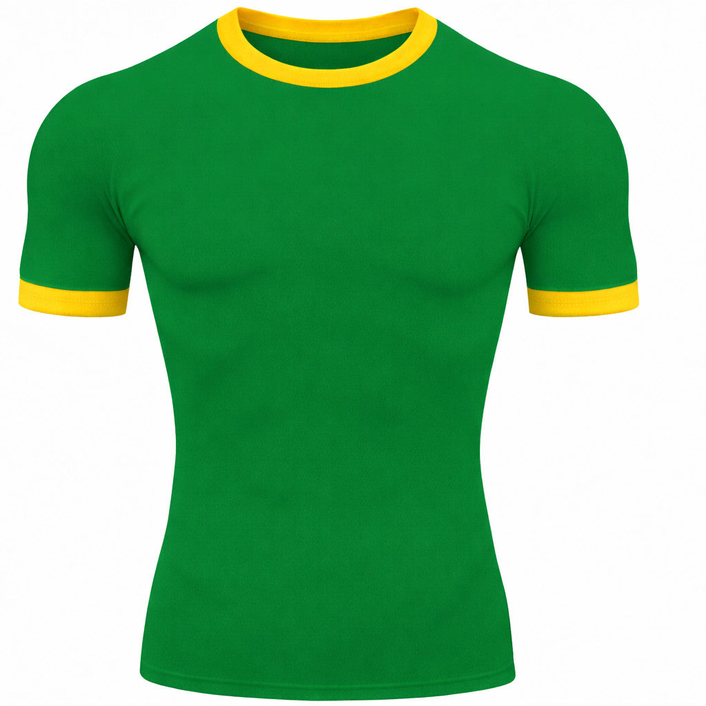 Camiseta Manga Curta Proteção UV 50+ Com Gola e Manga Colorida Seleção Brasil