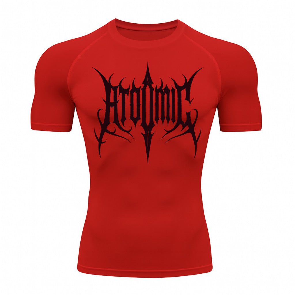 Camiseta Compressão Uv Manga Curta Cyber Tribal Atoomic Imperium Dark Rash Guard