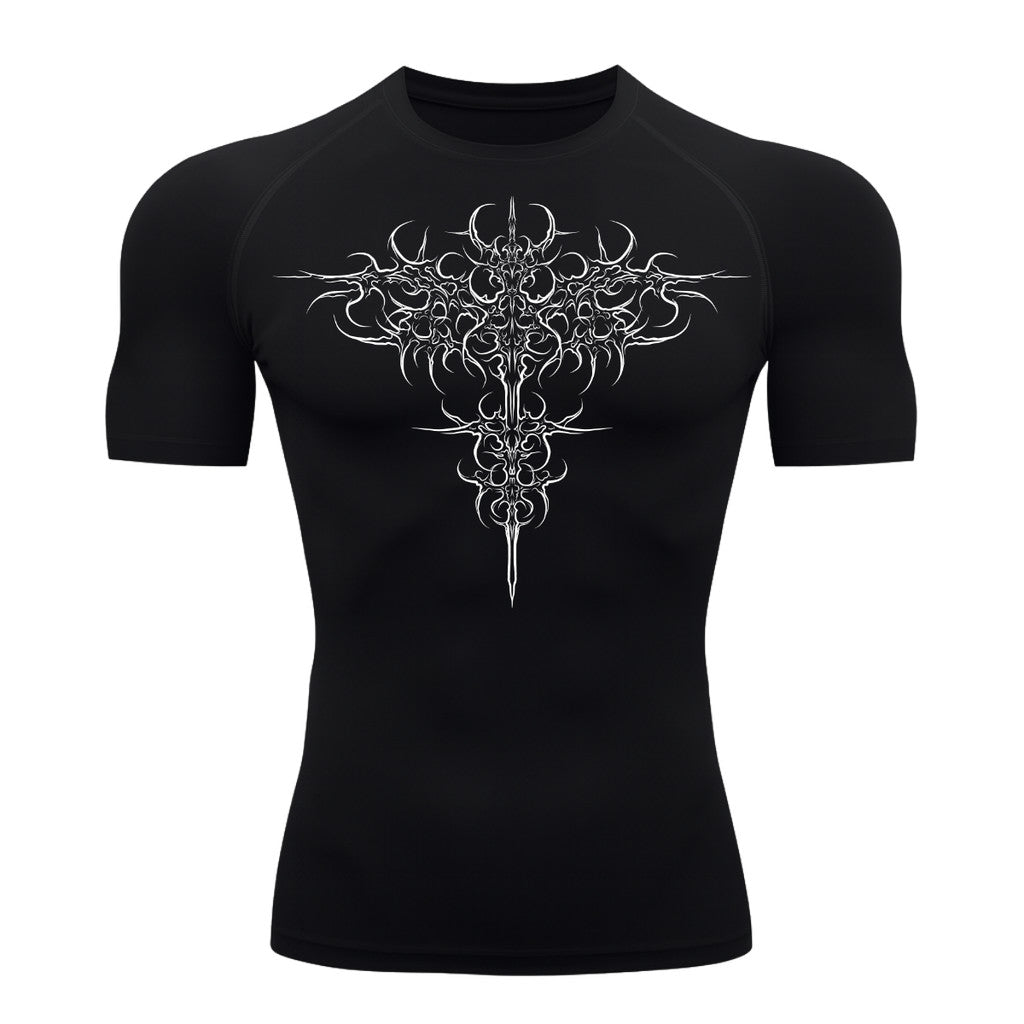 Camiseta Compressão Uv 50+ Manga Curta Cyber Tribal Savage Emblem Rash Guard