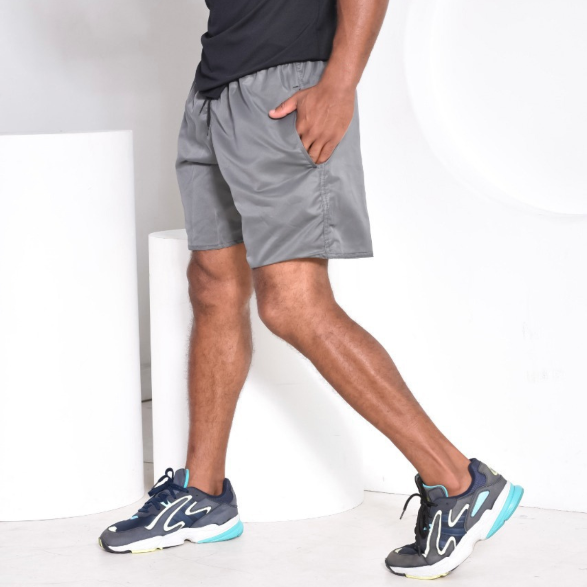 short tactel cinza