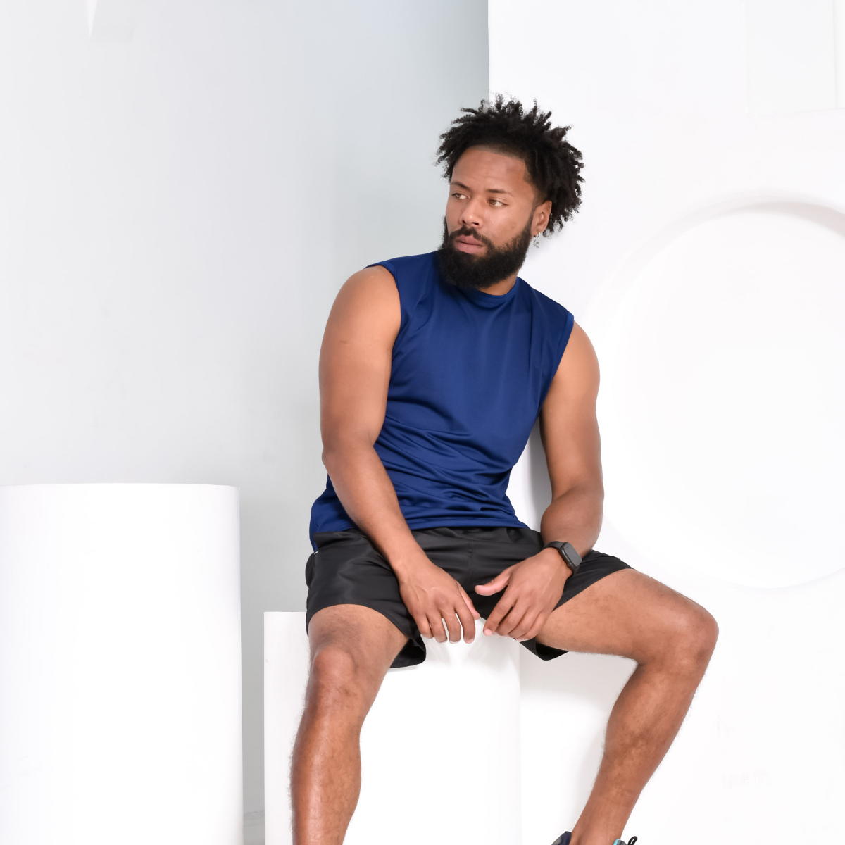 camisa regata machão com proteção UV azul marinho