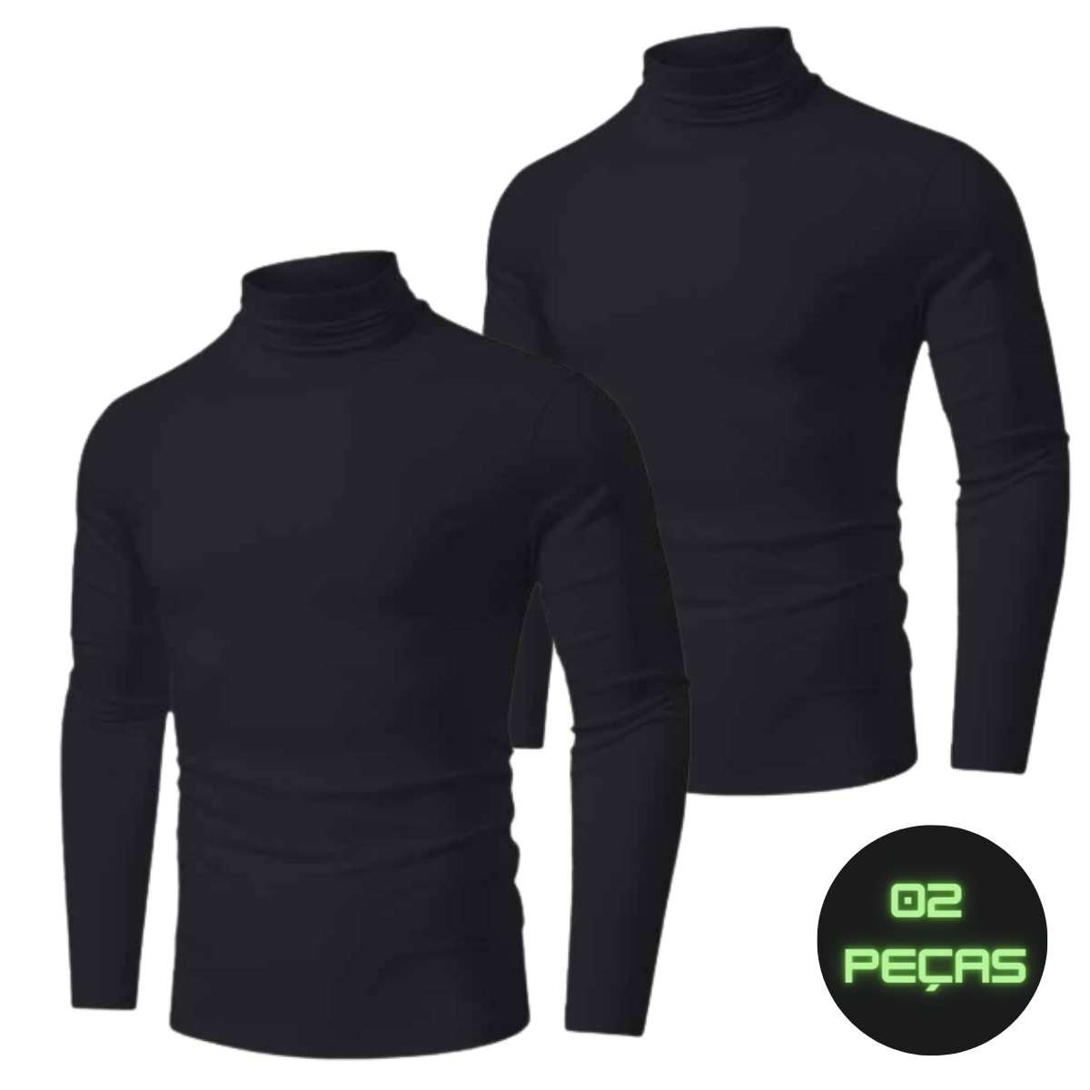 Kit 2 camisas térmicas gola alta com proteção UV
