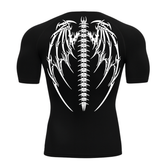 Camiseta Curta Compressão Proteção UV Cyber Tribal Bones Wings Asas 01