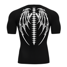 Camiseta Curta Compressão Proteção UV Cyber Tribal Bones Wings Asas 01