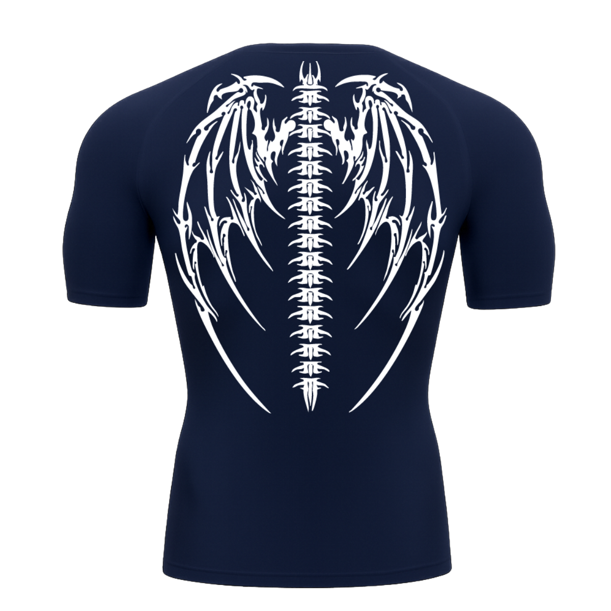 Camiseta Curta Compressão Proteção UV Cyber Tribal Bones Wings Asas 01