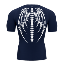 Camiseta Curta Compressão Proteção UV Cyber Tribal Bones Wings Asas 01