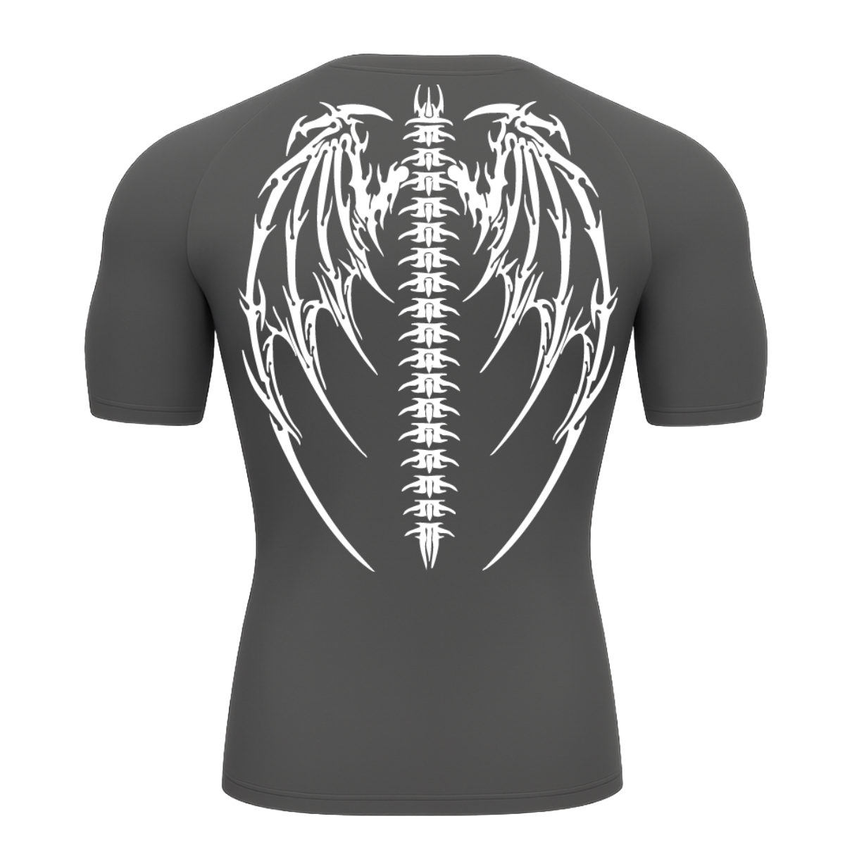 Camiseta Curta Compressão Proteção UV Cyber Tribal Bones Wings Asas 01
