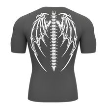 Camiseta Curta Compressão Proteção UV Cyber Tribal Bones Wings Asas 01