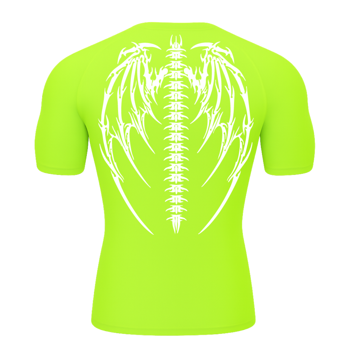 Camiseta Curta Compressão Proteção UV Cyber Tribal Bones Wings Asas 01