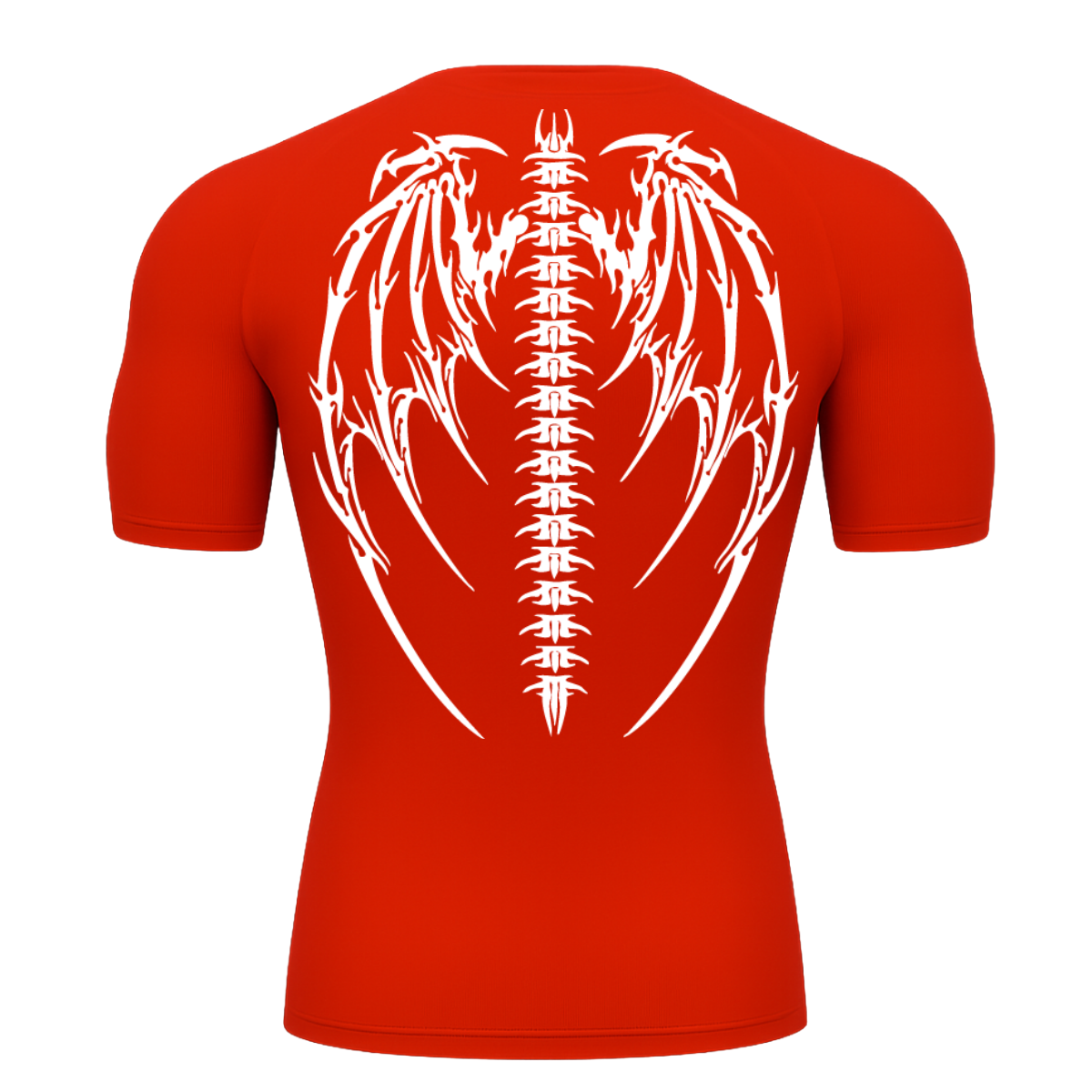 Camiseta Curta Compressão Proteção UV Cyber Tribal Bones Wings Asas 01