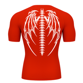 Camiseta Curta Compressão Proteção UV Cyber Tribal Bones Wings Asas 01
