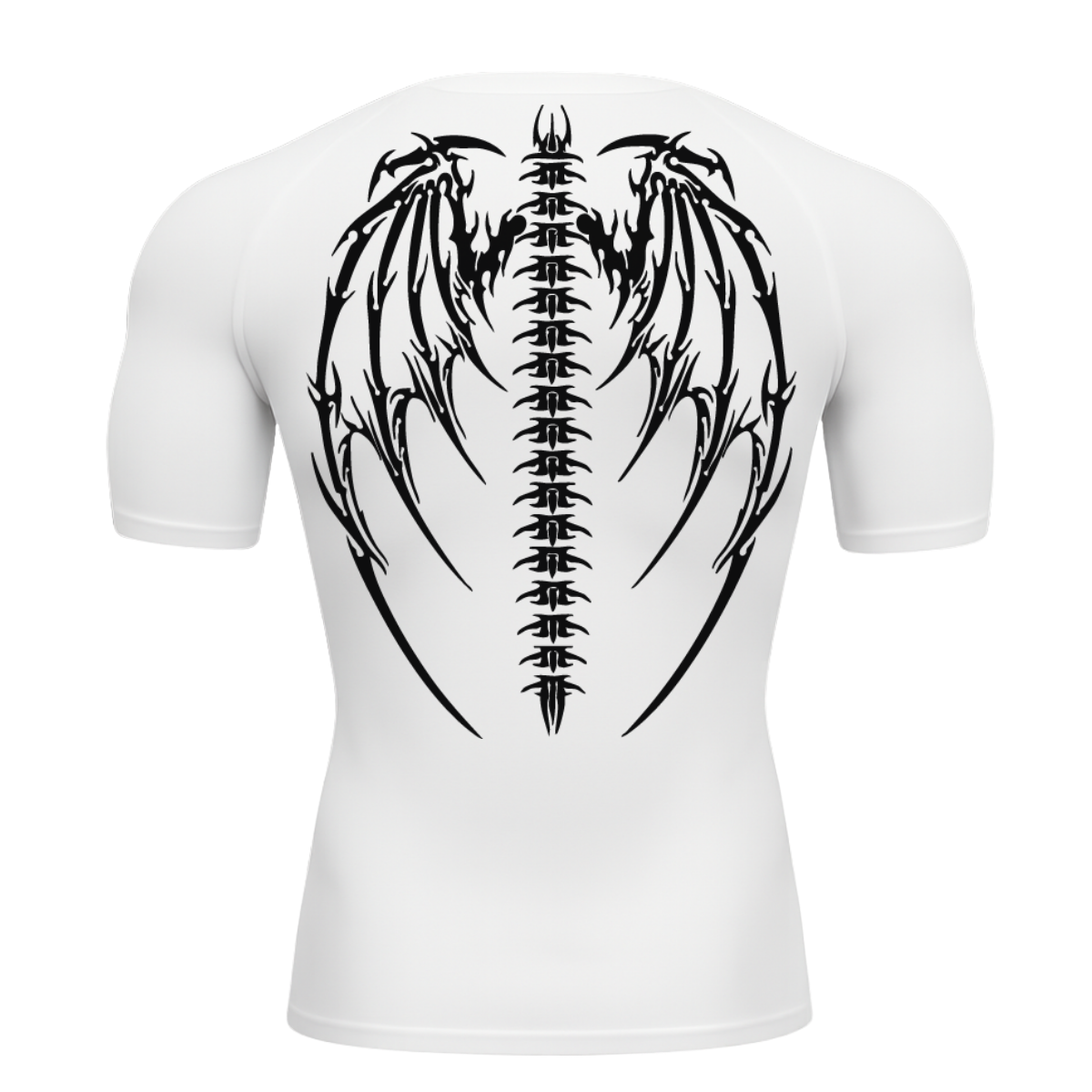 Camiseta Curta Compressão Proteção UV Cyber Tribal Bones Wings Asas 01