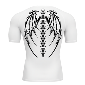 Camiseta Curta Compressão Proteção UV Cyber Tribal Bones Wings Asas 01