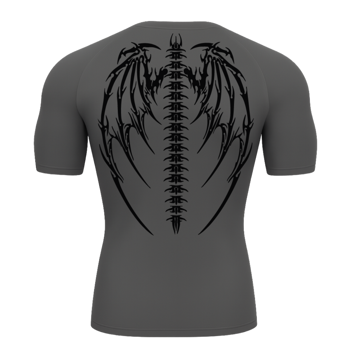 Camiseta Curta Compressão Proteção UV Cyber Tribal Bones Wings Asas 01