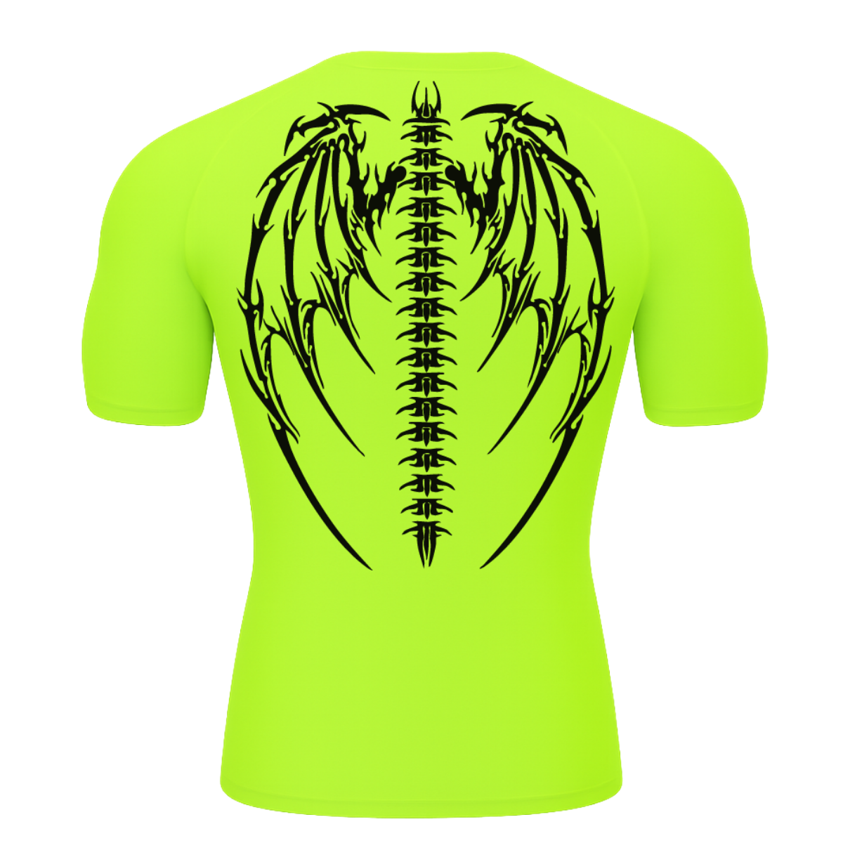 Camiseta Curta Compressão Proteção UV Cyber Tribal Bones Wings Asas 01