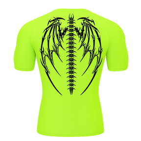 Camiseta Curta Compressão Proteção UV Cyber Tribal Bones Wings Asas 01