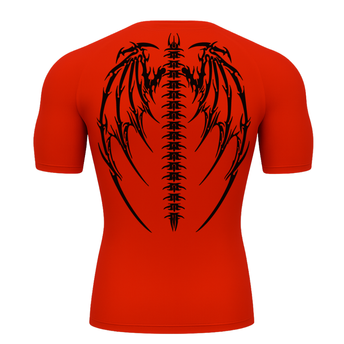 Camiseta Curta Compressão Proteção UV Cyber Tribal Bones Wings Asas 01