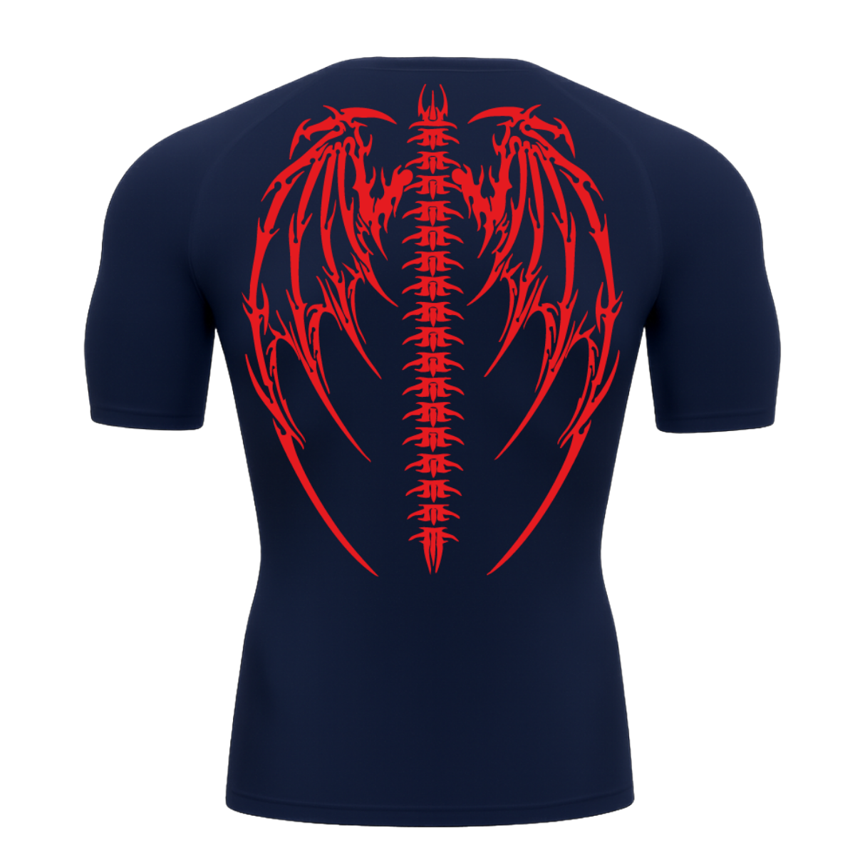 Camiseta Curta Compressão Proteção UV Cyber Tribal Bones Wings Asas 01