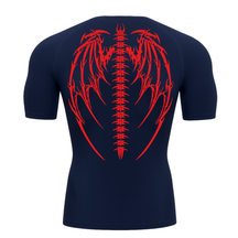 Camiseta Curta Compressão Proteção UV Cyber Tribal Bones Wings Asas 01