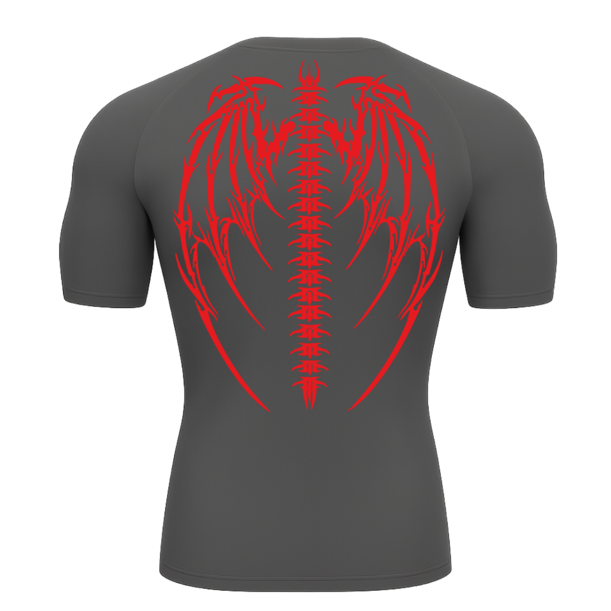 Camiseta Curta Compressão Proteção UV Cyber Tribal Bones Wings Asas 01