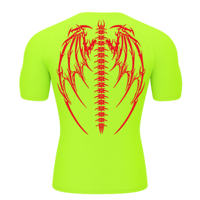 Camiseta Curta Compressão Proteção UV Cyber Tribal Bones Wings Asas 01