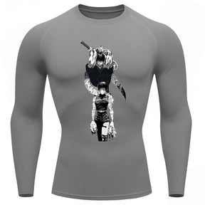 Camiseta Compressão Proteção Uv 50+ Manga Longa Jujutsu Kaisen Toji Zenin Behind Rash Guard