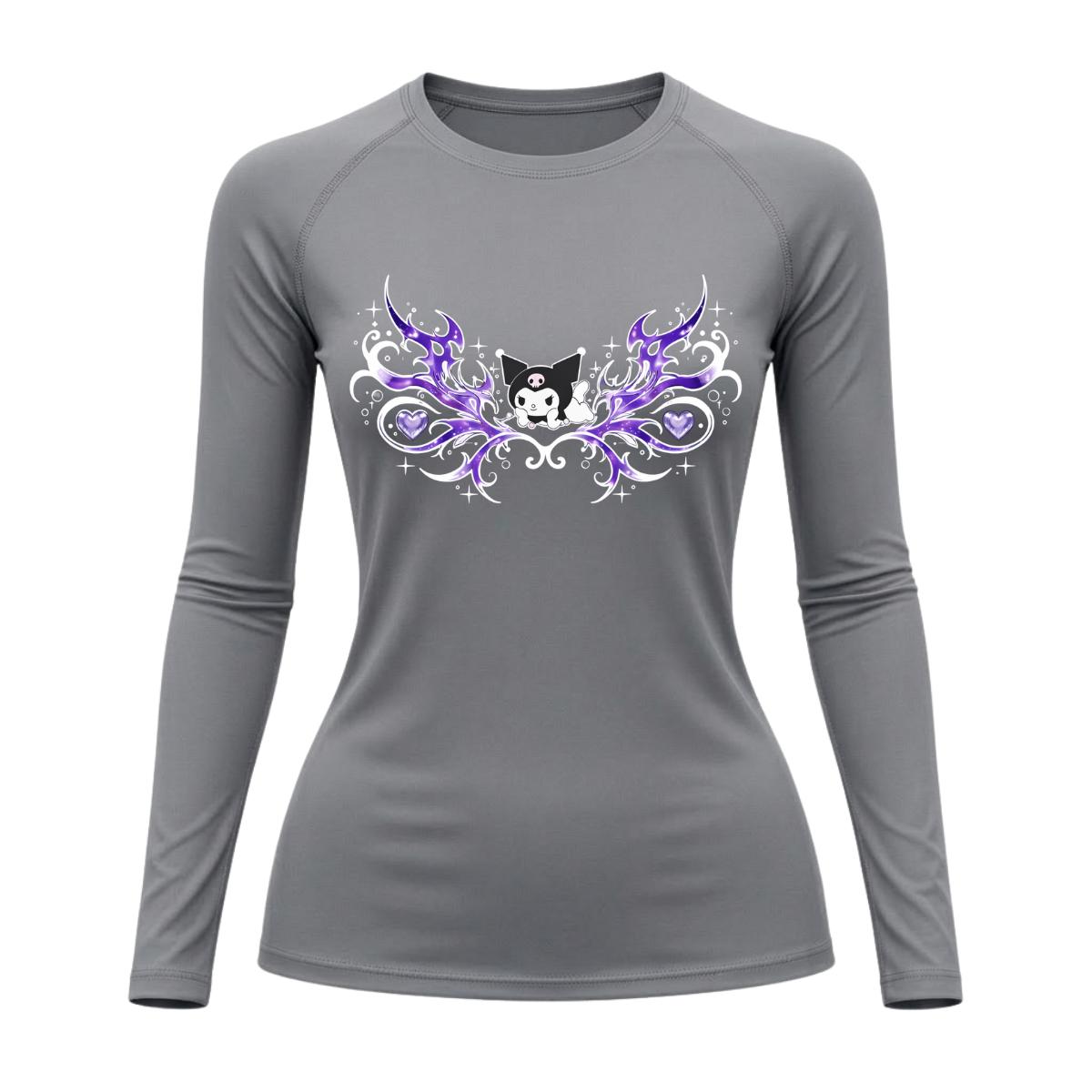 Camiseta Compressão Uv Manga Longa Cyber Tribal Kuromi Hello Kitty Rash Guard