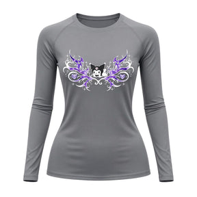 Camiseta Compressão Uv Manga Longa Cyber Tribal Kuromi Hello Kitty Rash Guard