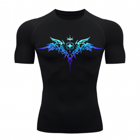 Camiseta Curta Compressão Proteção UV Cyber Tribal Asas 03 Frente