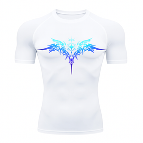 Camiseta Curta Compressão Proteção UV Cyber Tribal Asas 03 Frente