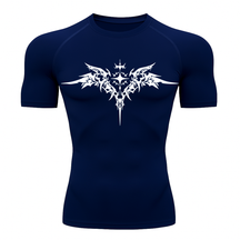 Camiseta Curta Compressão Proteção UV Cyber Tribal Asas 03 Frente