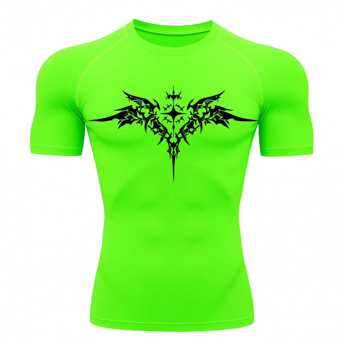 Camiseta Curta Compressão Proteção UV Cyber Tribal Asas 03 Frente