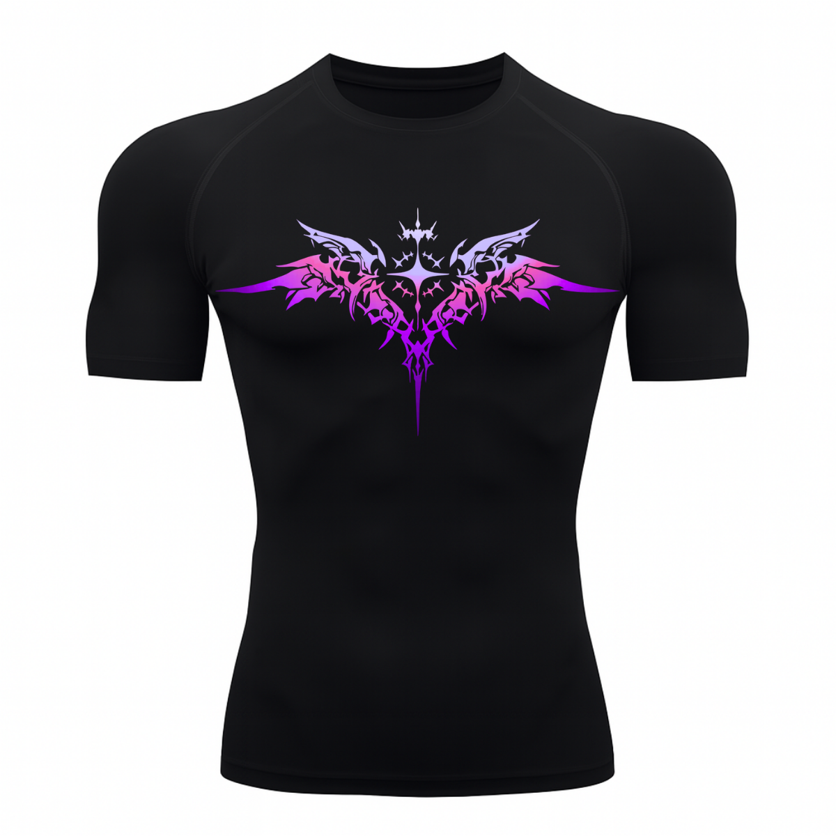 Camiseta Curta Compressão Proteção UV Cyber Tribal Asas 03 Frente