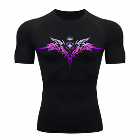 Camiseta Curta Compressão Proteção UV Cyber Tribal Asas 03 Frente