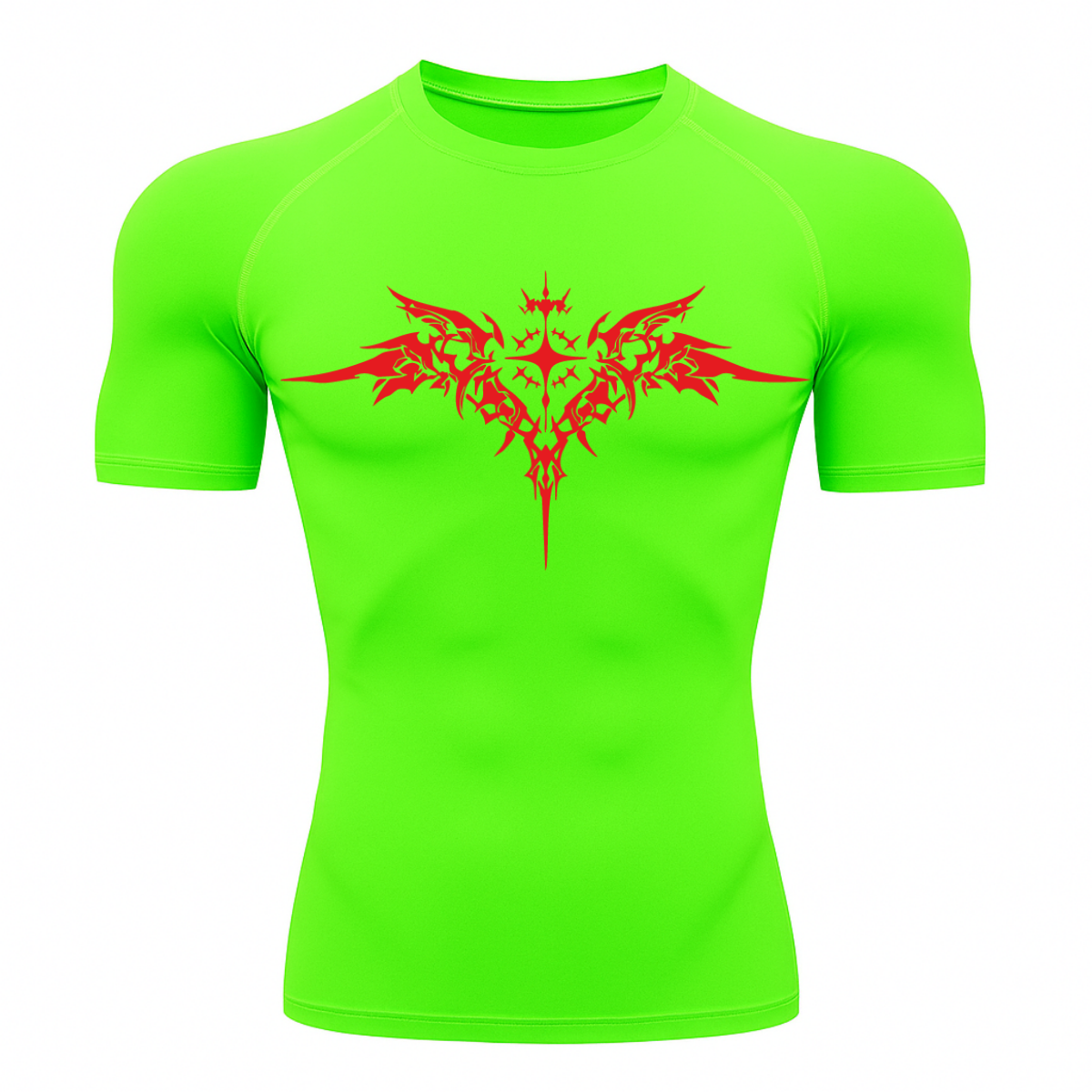 Camiseta Curta Compressão Proteção UV Cyber Tribal Asas 03 Frente