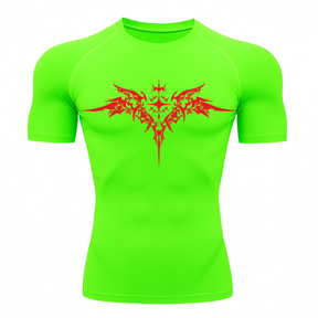 Camiseta Curta Compressão Proteção UV Cyber Tribal Asas 03 Frente