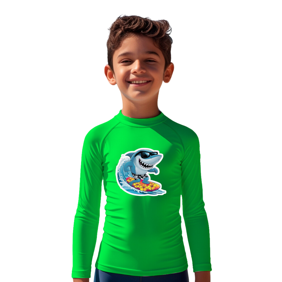 Camiseta Tubarão Surfando Radical Térmica Juvenil Infantil Proteção Solar Uv 50+ Estampada - 03