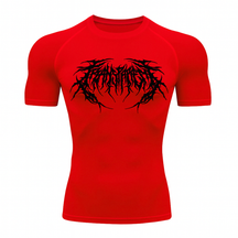 Camiseta Curta Compressão Proteção UV Cyber Tribal Rash Guard