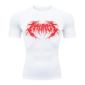 Camiseta Curta Compressão Proteção UV Cyber Tribal Rash Guard