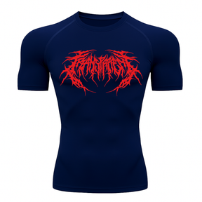 Camiseta Curta Compressão Proteção UV Cyber Tribal Rash Guard