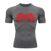Camiseta Curta Compressão Proteção UV Cyber Tribal Rash Guard
