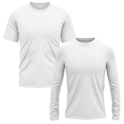 kit 2 camisa de proteção UV manga curta e manga longa branca