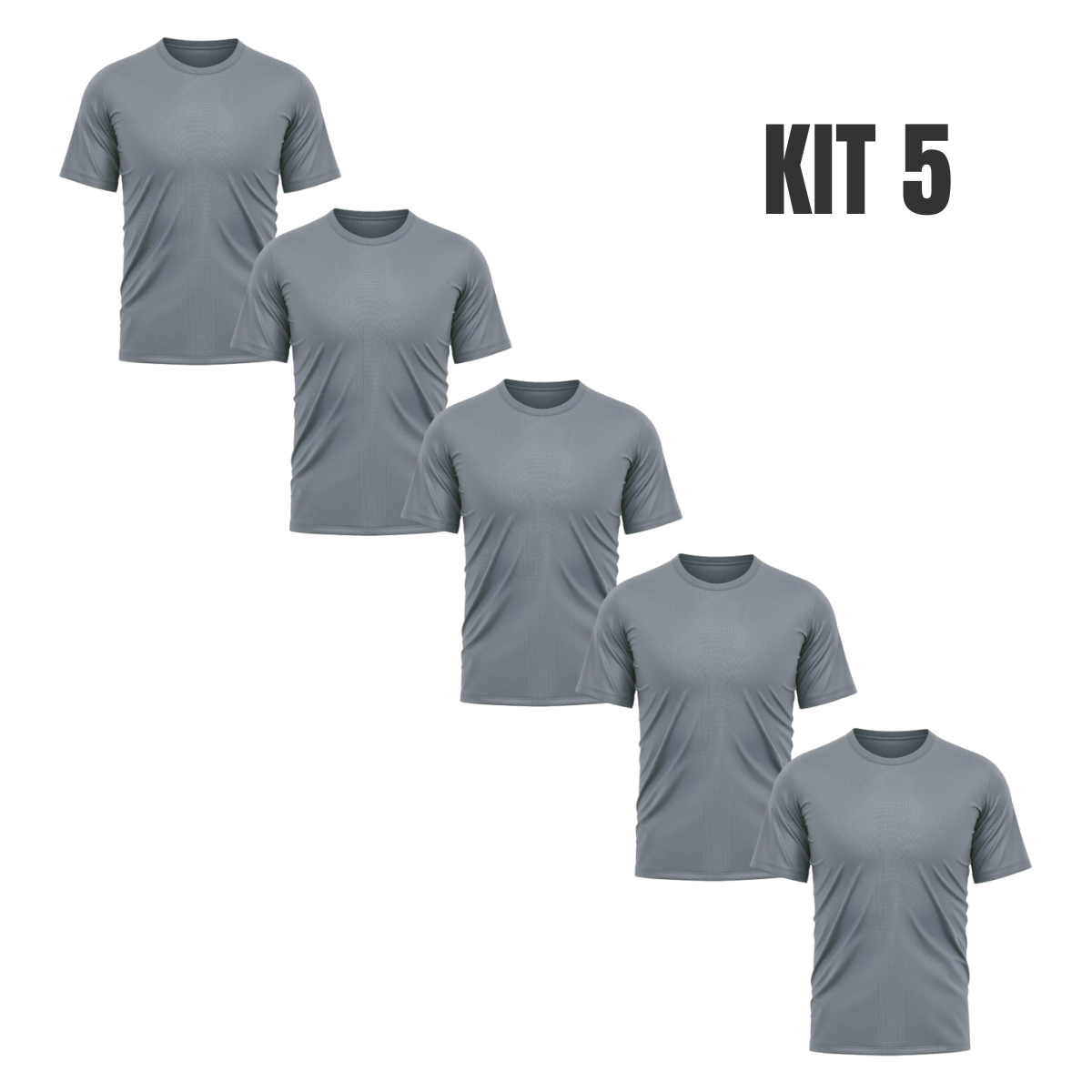 kit 5 camisas térmicas com proteção uv manga curta cinza