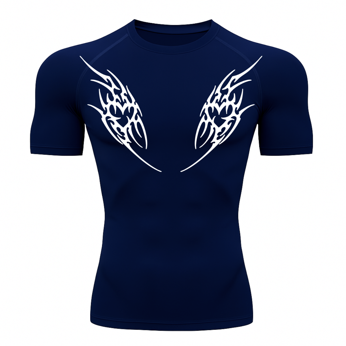 Camiseta Curta Compressão Proteção UV Cyber Tribal Dois Corações Rash Guard