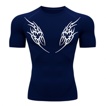 Camiseta Curta Compressão Proteção UV Cyber Tribal Dois Corações Rash Guard