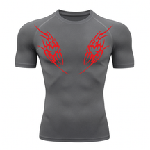 Camiseta Curta Compressão Proteção UV Cyber Tribal Dois Corações Rash Guard